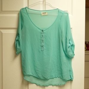 Turquoise transparent blouse